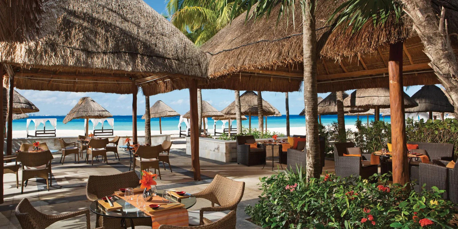 Cevicheria outdoor wedding reception venue at Dreams Sands Cancun Resort & Spa