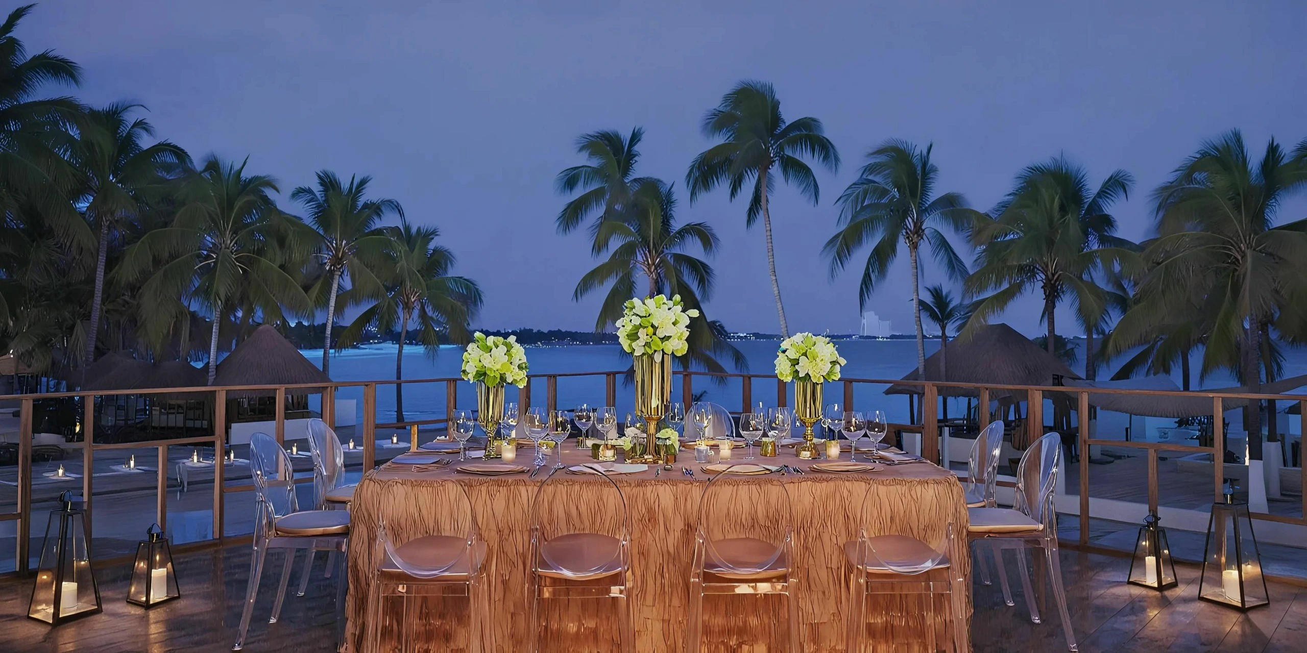 El Desire Terrace outdoor wedding reception setup at Dreams Sands Cancun Resort & Spa