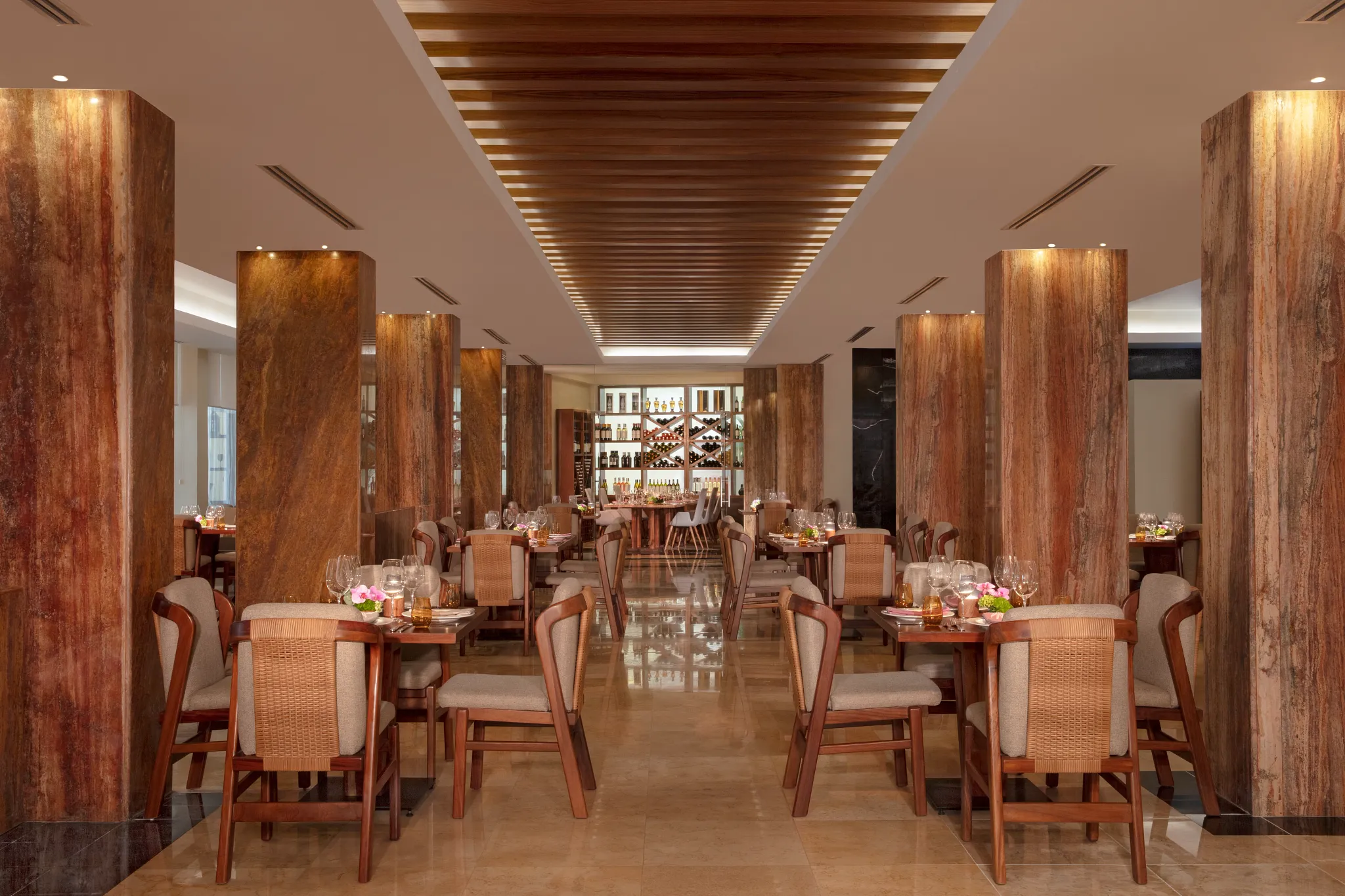El Patio restaurant at Dreams Sands Cancun Resort & Spa featuring authentic Mexican cuisine, colorful décor, and elegant dining atmosphere.