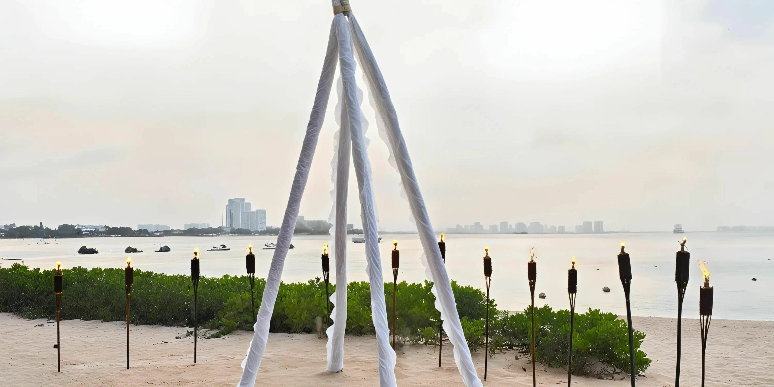 Spa Beach wedding ceremony setup at Dreams Sands Cancun Resort & Spa